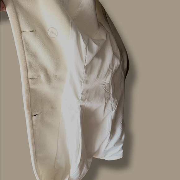 Women Coat, Elegant Cream Double-Breasted Fall Jacket, Christmas Coat, Winter - Picture 3 of 13